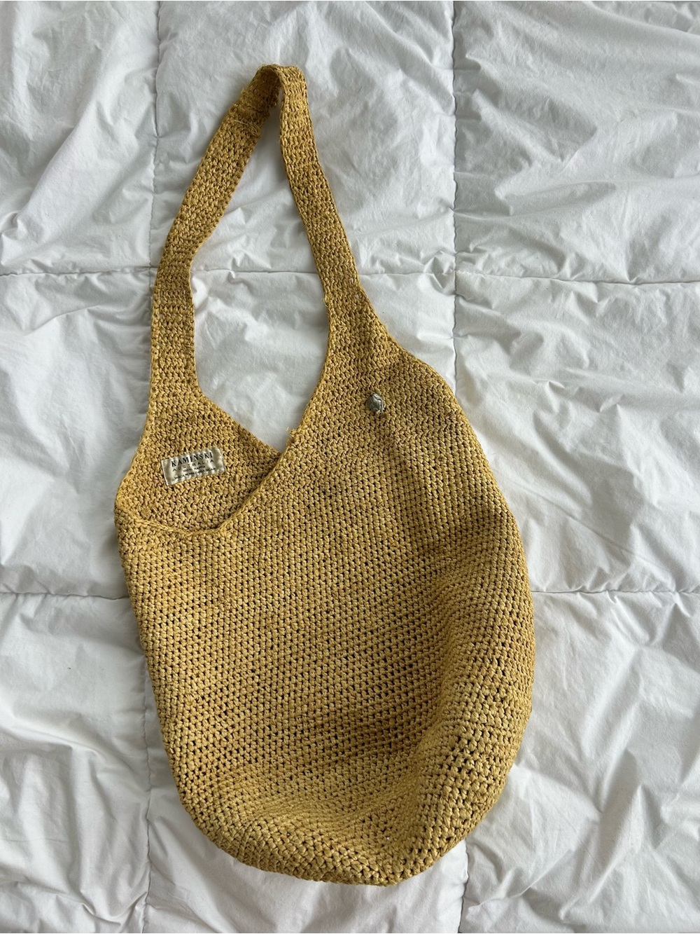 Kaminski Raffia Yellow Woven Shoulder Bag